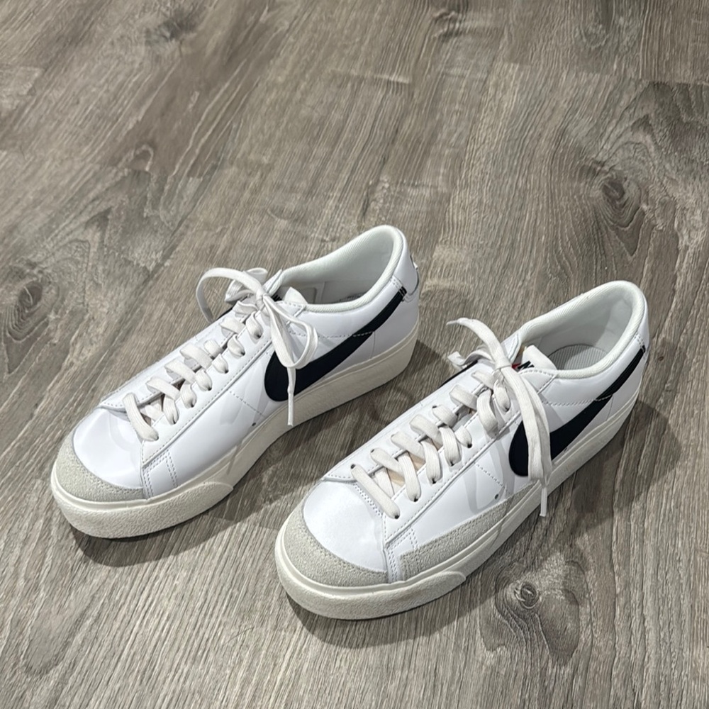 Nike Platform Sneakers in White with Black Swoosh